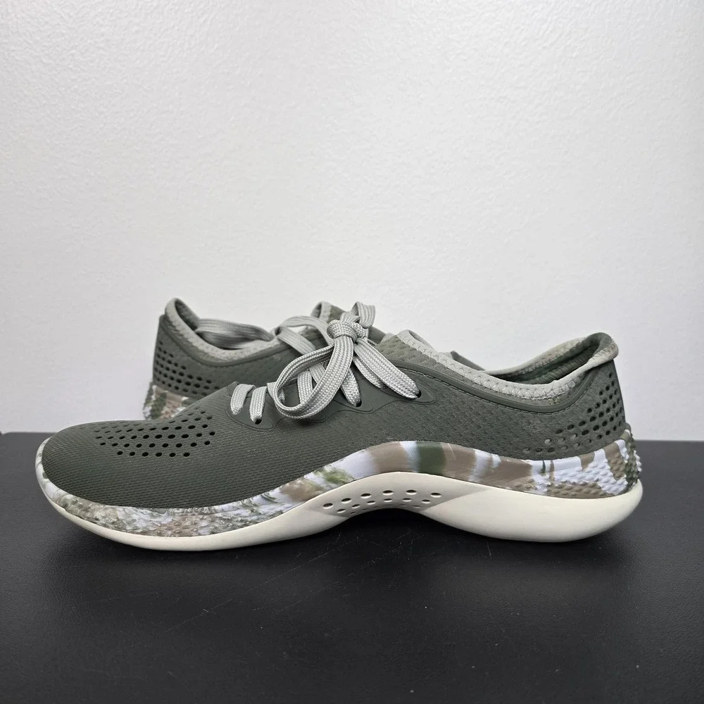 Crocs Shoes Mens 9 Green Camo LiteRide 360 Marbled Pacer Boat Beach Fishing